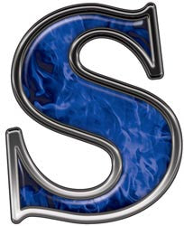 Reflective Letter S with Inferno Blue Flames