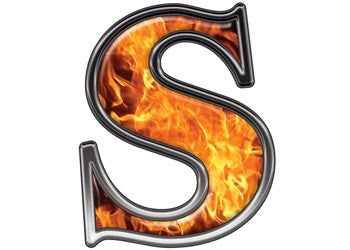 Reflective Letter S with Inferno Flame