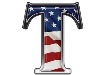 Reflective Letter T with Flag