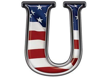 Reflective Letter U with Flag