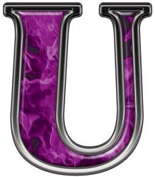 Reflective Letter U with Inferno Purple Flames