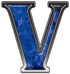 Reflective Letter V with Inferno Blue Flames