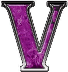 Reflective Letter V with Inferno Purple Flames