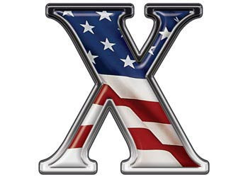 Reflective Letter X with Flag