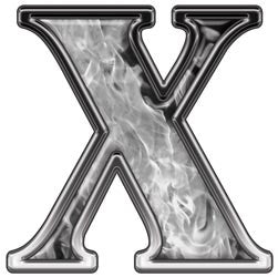 Reflective Letter X with Inferno Gray Flames