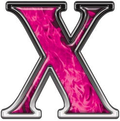 Reflective Letter X with Inferno Pink Flames