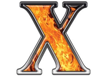 Reflective Letter X with Inferno Flame