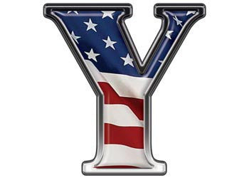 Reflective Letter Y with Flag