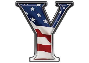 Reflective Letter Y with Flag