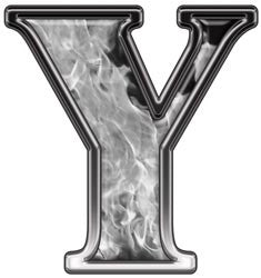 Reflective Letter Y with Inferno Gray Flames