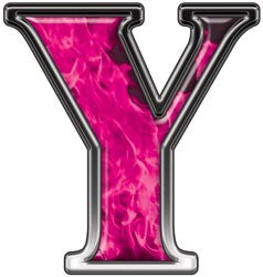 Reflective Letter Y with Inferno Pink Flames
