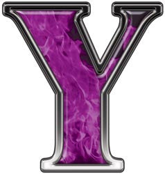 Reflective Letter Y with Inferno Purple Flames
