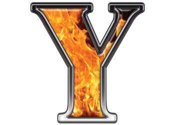 Reflective Letter Y with Inferno Flame