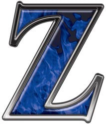 Reflective Letter Z with Inferno Blue Flames