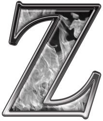Reflective Letter Z with Inferno Gray Flames