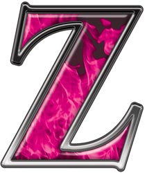 Reflective Letter Z with Inferno Pink Flames