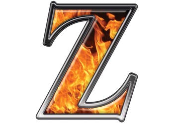 Reflective Letter Z with Inferno Flame