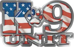 Reflective K9 Unit with Dog Paw Law Enforcement Decal with American Flag