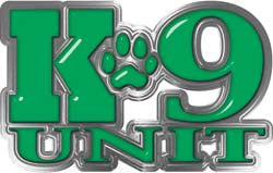 Reflective K9 Unit with Dog Paw Law Enforcement Decal in Green