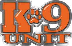 Reflective K9 Unit with Dog Paw Law Enforcement Decal in Orange