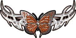 Tribal Butterfly Lady Biker Graphic in Orange
