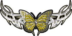 Tribal Butterfly Lady Biker Graphic in Yellow
