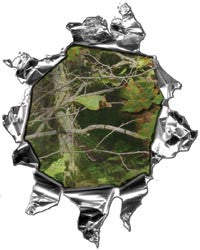 Mini Ripped Torn Metal Decal with Real Camo