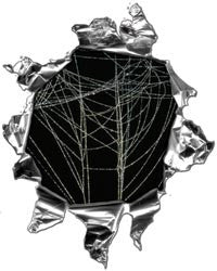Mini Ripped Torn Metal Decal with Spider Web