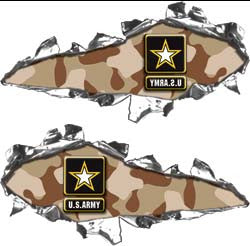 Ripped / Torn Metal Look Decals US Army Desert Camo