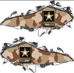 Ripped / Torn Metal Look Decals US Army Desert Camo