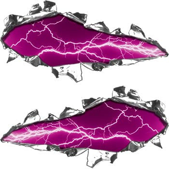 Ripped / Torn Metal Look Decals Lightning Purple