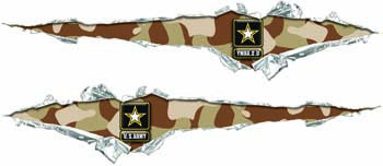 Ripped / Torn Metal Look Decals U. S. Army Desert Camo