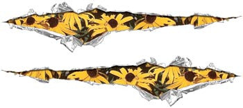 Ripped / Torn Metal Look Decals with Flowers