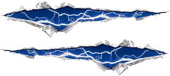 Ripped / Torn Metal Look Decals Lightning Blue