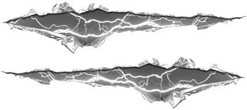 Ripped / Torn Metal Look Decals Lightning Gray