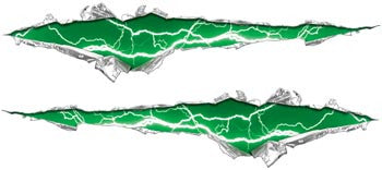 Ripped / Torn Metal Look Decals Lightning Green