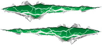 Ripped / Torn Metal Look Decals Lightning Green