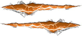 Ripped / Torn Metal Look Decals Lightning Orange