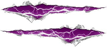 Ripped / Torn Metal Look Decals Lightning Purple