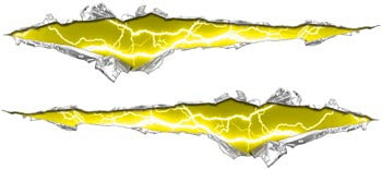 Ripped / Torn Metal Look Decals Lightning Yellow