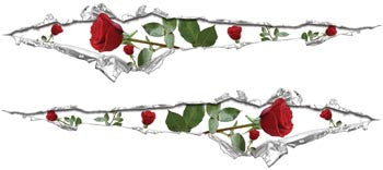 Ripped / Torn Metal Look Decals Roses