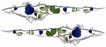 Ripped / Torn Metal Look Decals with Blue Roses