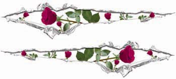 Ripped / Torn Metal Look Decals with Pink Roses