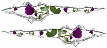 Ripped / Torn Metal Look Decals with Purple Roses