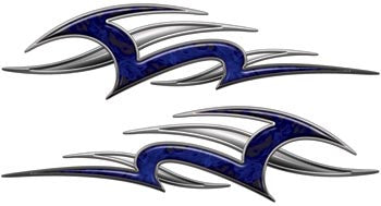 Inferno Blue Motorcycle Gas Tank / Side Cover / Helmet Graphics