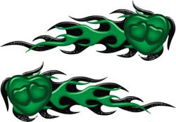 Tripple Heart Flame Graphics in Green