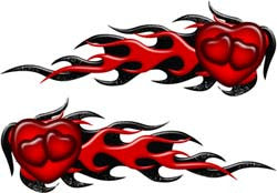 Tripple Heart Flame Graphics in Red