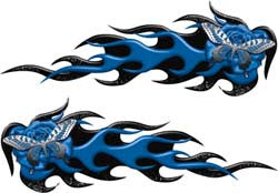 Butterfly and Flower Flame Graphics in Blue