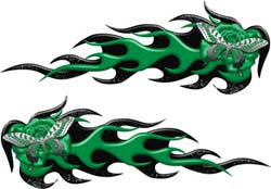 Butterfly and Flower Flame Graphics in Green