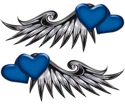 Double Heart Wing Graphics in Blue